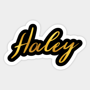 Haley Name Hand Lettering in Faux Gold Letters Sticker